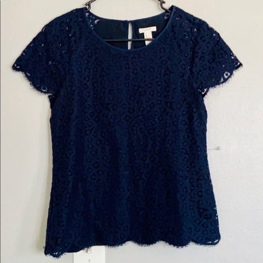 Jcrew cap sleeve lace top